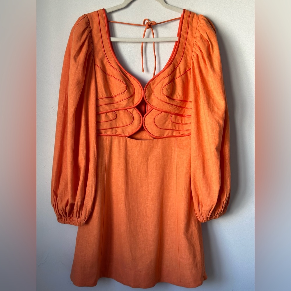 FARM RIO ANTHROPOLOGIE MINI DRESS ORANGE